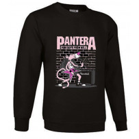 Sudadera negra con diseño de la Pantera Rosa tocando guitarra eléctrica estilo Pantera, texto "Pink Boys From Hell