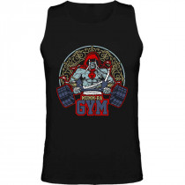 Black tank top featuring Mumm-Ra from Thundercats, transformed into a bodybuilder lifting weights