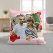 Cojín con Foto Personalizada y Corazones | Regalo para Parejas