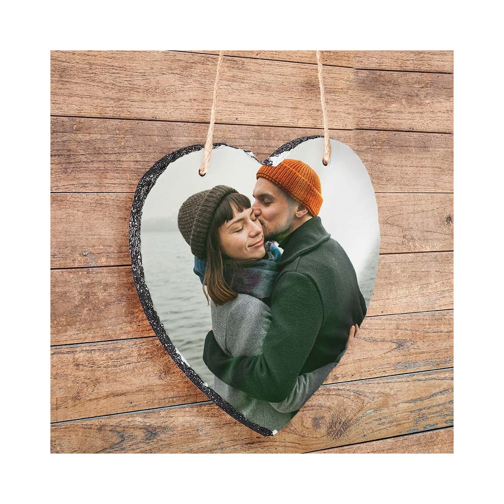 Portafotos de Pizarra Personalizado Corazón | Regalo Original Amor