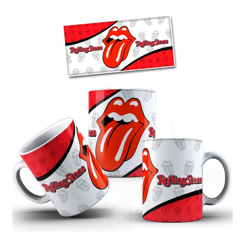 Ceramic mug with the mouth and tongue of The Rolling Stones